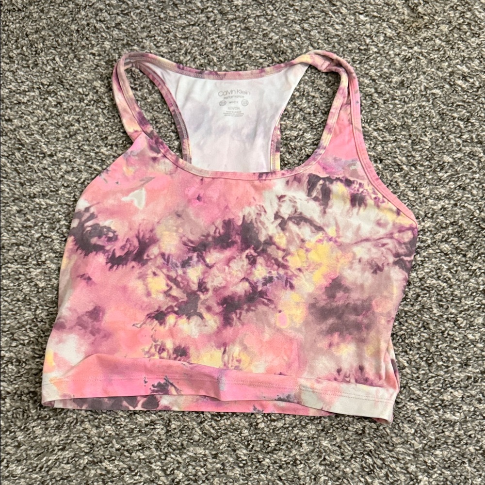 Calvin Klein Collection Pink and Purple Tie-Dye Tank Top